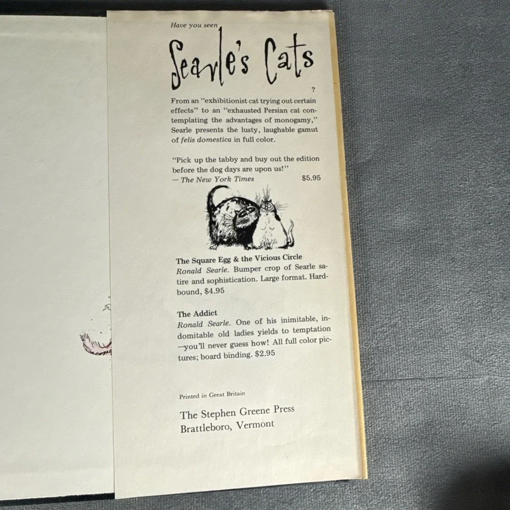 Ronald Searle More Cats 1976 Illustration‎ Hardcover Dust Jacket